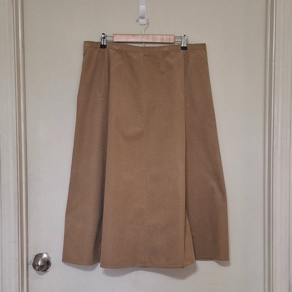 Thin Corduroy A-Line Skirt-Size 18-Camel, Tan, Academia, Preppy, Classic